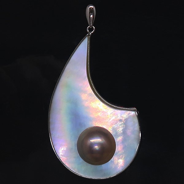 DKG★送料無料 BVA651★ SILVER シルバー ハーフカットパール シェル ペンダント トップ チャーム ハーフパール シェルペンダント拍卖