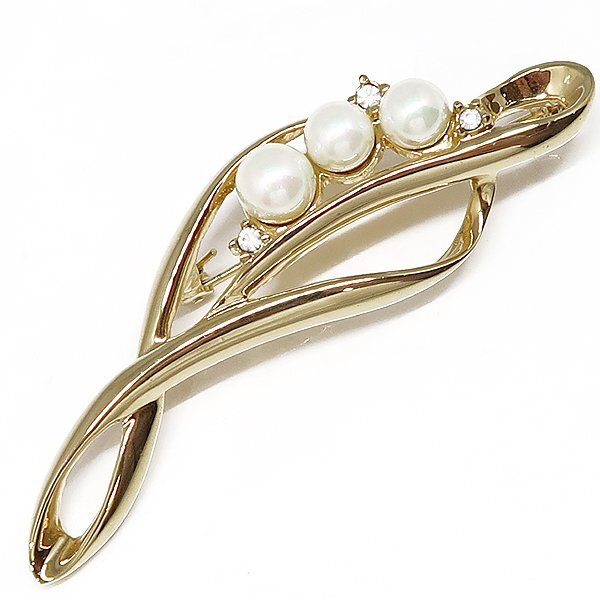 DKG★送料無料★ Pierre Cardin ピエールカルダン フェイクパール ラインストーン ブローチ ピエールカルダンブローチ 280拍卖