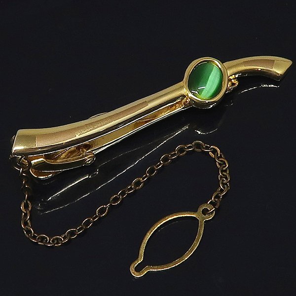 DKG★送料無料 BVA714★ arnald bassini アーノルドバッシーニ 緑石 ネクタイピン タイバー タイクリップ ワニ口式 タイピン イタリア製拍卖