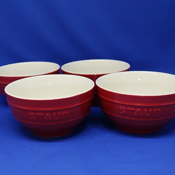 DKG★送料無料★ 未使用 STAUB ストウブ セラミック ラウンドボウル 12cm シリアルボウル 鉢 チェリー レッド 赤 ボウル 4個拍卖