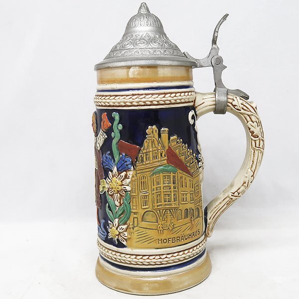 DKG★送料無料★ 未使用 WEKARA ドイツ 蓋付き ビールジョッキ 陶器 ビアマグ Hofbruhaus ホーフブロイハウス 陶器マグ 蓋付きビアマグ拍卖