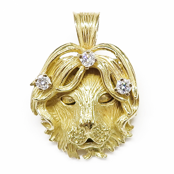 DKG★送料無料★ 美品 ROYAL ASSCHER ロイヤルアッシャー K18 ダイヤ ペンダントトップ ライオン ダイヤモンド チャーム TOP 保証書付き拍卖