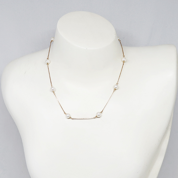 DKG★送料無料★ 美品 K18PG 真珠 ネックレス 18金 ピンクゴールド ピンク ゴールド パールネックレス 珠 6.5~6.7mm 箱付き拍卖