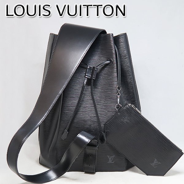 DKG★送料無料★ 美品 LOUIS VUITTON ルイヴィトン エピ サックアド ノワール 巾着バッグ M80153 ヴィトン ワンショルダー デイパック 黒拍卖