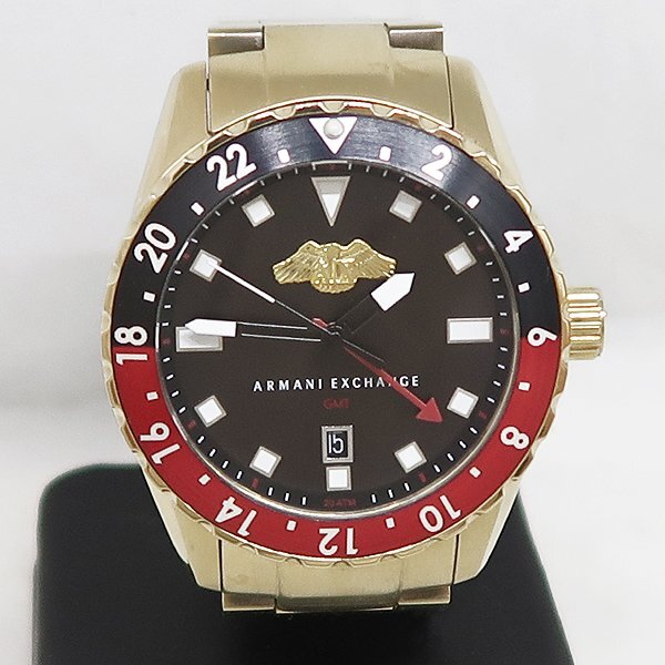 DKG★送料無料★ 稼働品 ARMANI EXCHANGE アルマーニ エクスチェンジ A/X ゴールド GMT 腕時計 AX7007 クォーツ 時計 ゴールドカラー拍卖