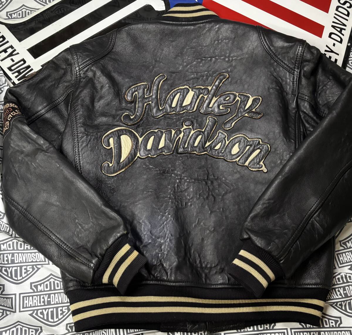 ★ ハーレーダビットソン ★背面大型立体本革切り抜きロゴ・エンブレム★レアなヴィンテージ・モデル★ゴートスキン本革製ジャケット★拍卖