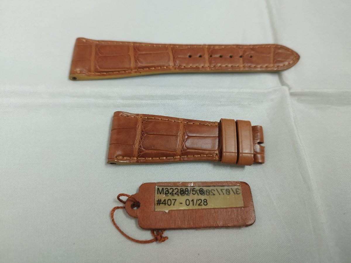 【時計王】 未使用品 ROGER DUBUIS 純正革ベルト 22-16mm 手縫い 茶色 タグ付き M32288/5 6 クロコ ロジェデュブイ 税別 送料別拍卖