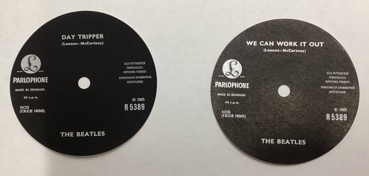 ビートルズ☆シングル☆未使用レーベル☆デンマーク盤☆WE CAN WORK IT OUT/DAY TRIPPER☆2枚セット☆詳しくは中をご覧ください拍卖
