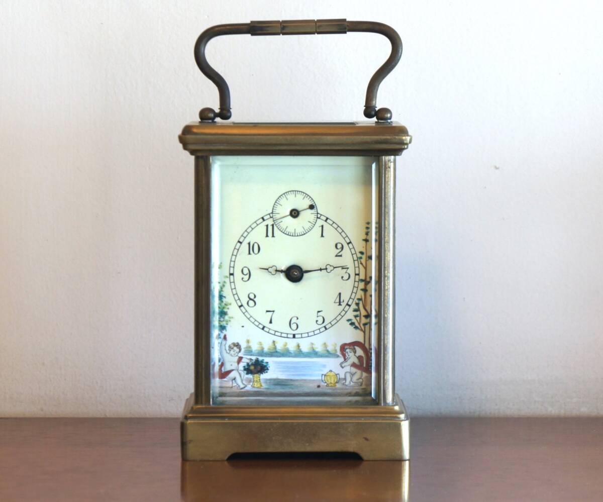 フランス製 ゼンマイ式置き時計 可動品 焼き物がかわいい 実用可動品 10日巻き アンティーク拍卖