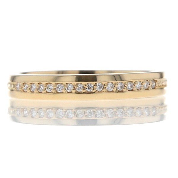 K18YG イエローゴールド リング ダイヤモンド 0.06ct 一文字 ストレート ハーフエタニティ 指輪 9.5号【新品仕上済】【zz】【中古】拍卖