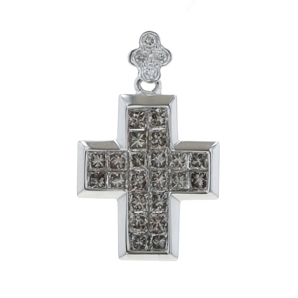 笠原真寿美 レ・エッセンシャル K18WG ペンダントトップ ダイヤモンド 十字架 ミステリーセッティング【新品仕上済】【zz】【中古】拍卖