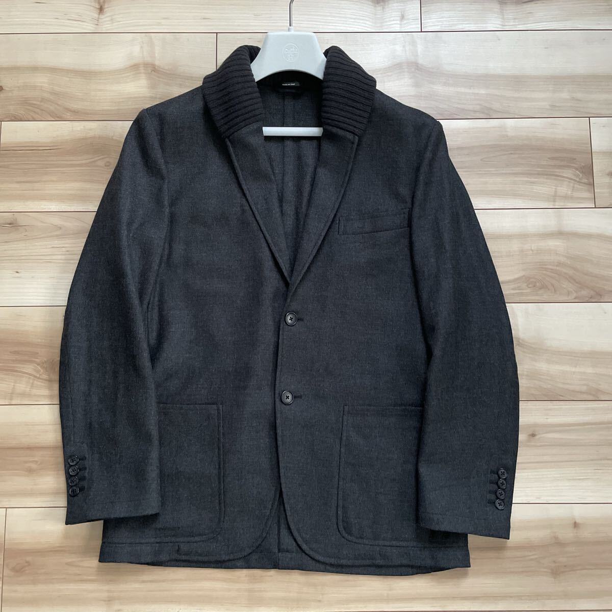 【送料無料】【美品】【定価約60万】HERMES エルメス カシミヤリブ ショールカラー super140's アンコン ブレザー ジャケット 46拍卖