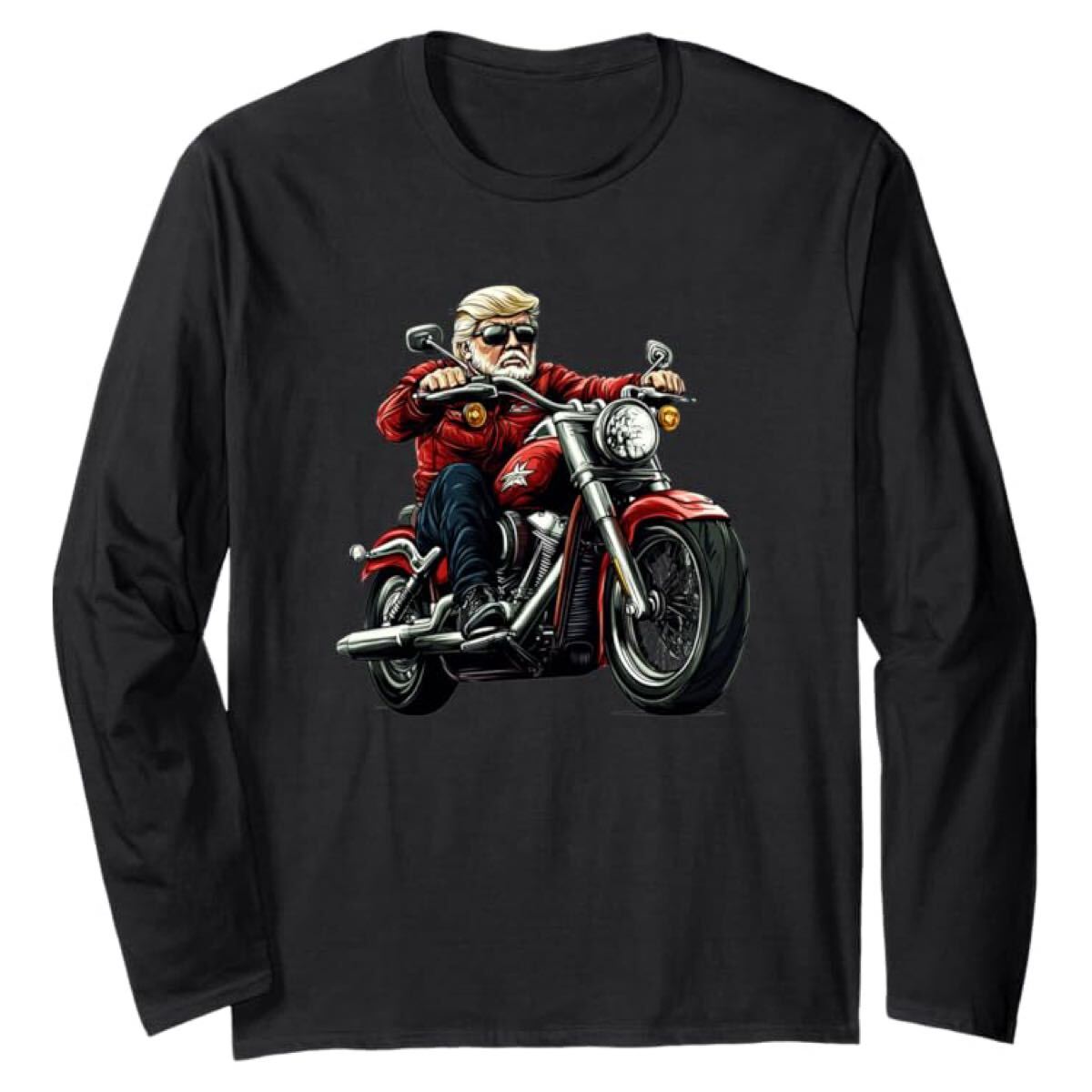 Tシャツ バイク 長袖 トランプ 大統領 ティシャツ ロンT パロディー 長袖Tシャツ拍卖