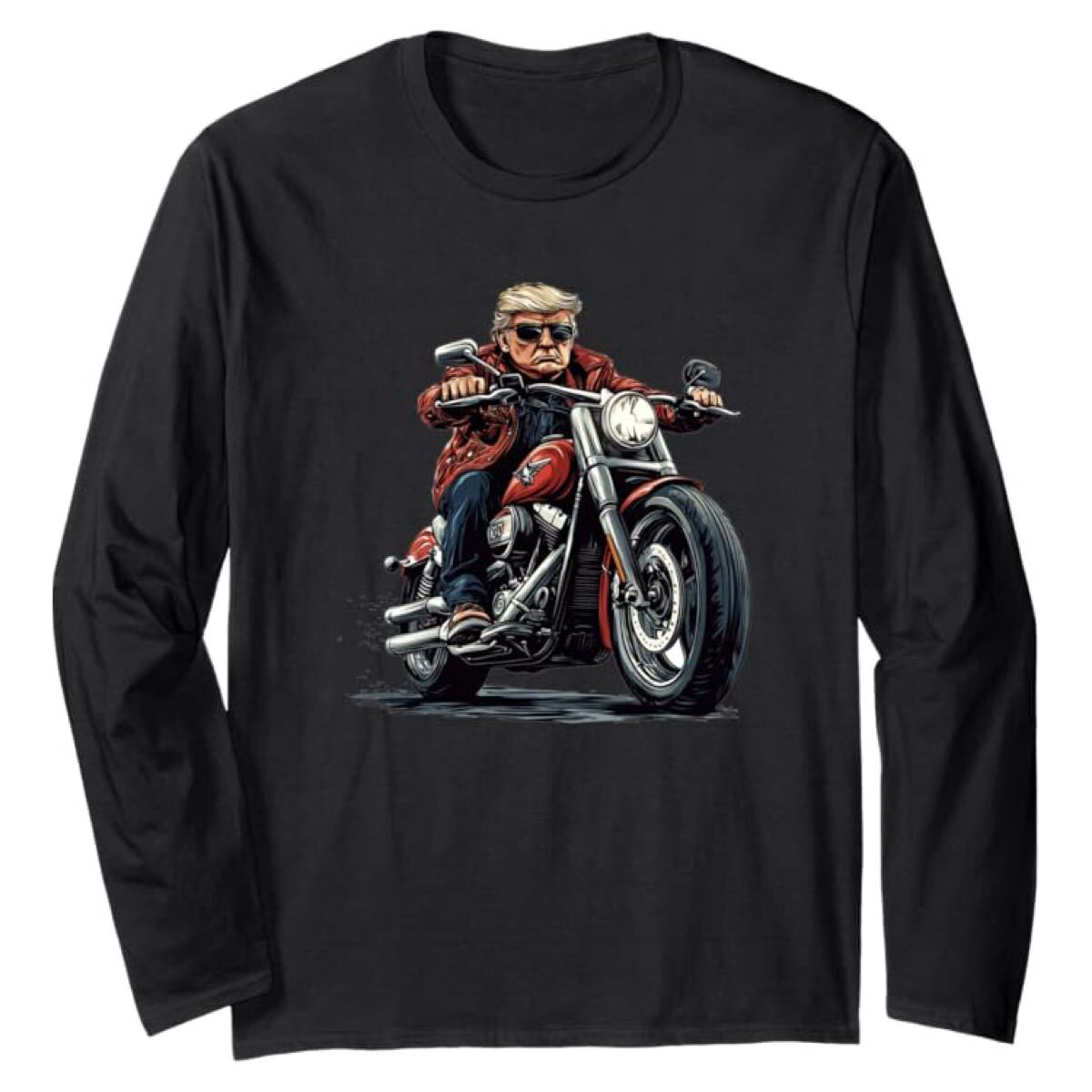 Tシャツ バイク 長袖 トランプ 大統領 ティシャツ ロンT パロディー 長袖Tシャツ拍卖