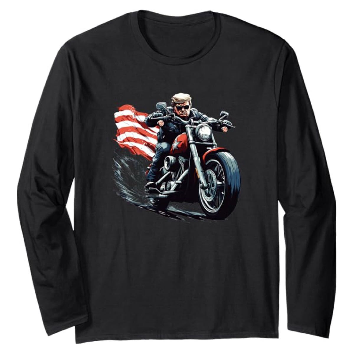 Tシャツ バイク 長袖 トランプ 大統領 ティシャツ ロンT パロディー 長袖Tシャツ No5拍卖