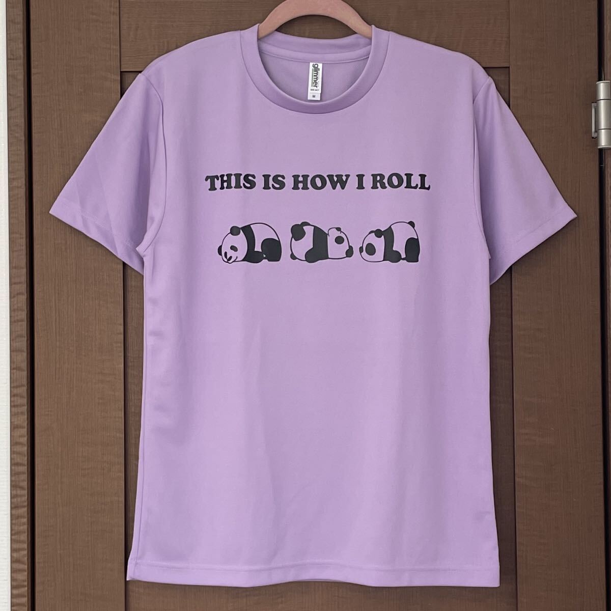 ドライ Tシャツ パンダ Mサイズ レディース メンズ ジュニア ティシャツ 半袖Tシャツ 登山 ヨガ パープル 半袖拍卖