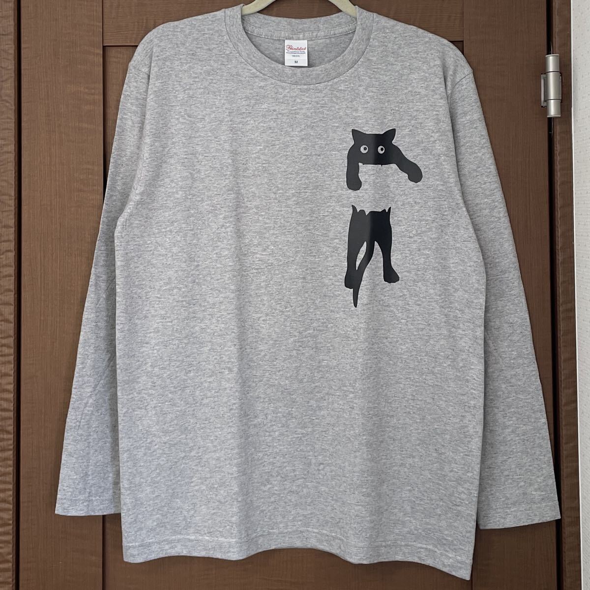 Tシャツ 長袖 猫 メンズ レディース ジュニア Mサイズ ティシャツ ネコ ねこ 長袖Tシャツ拍卖