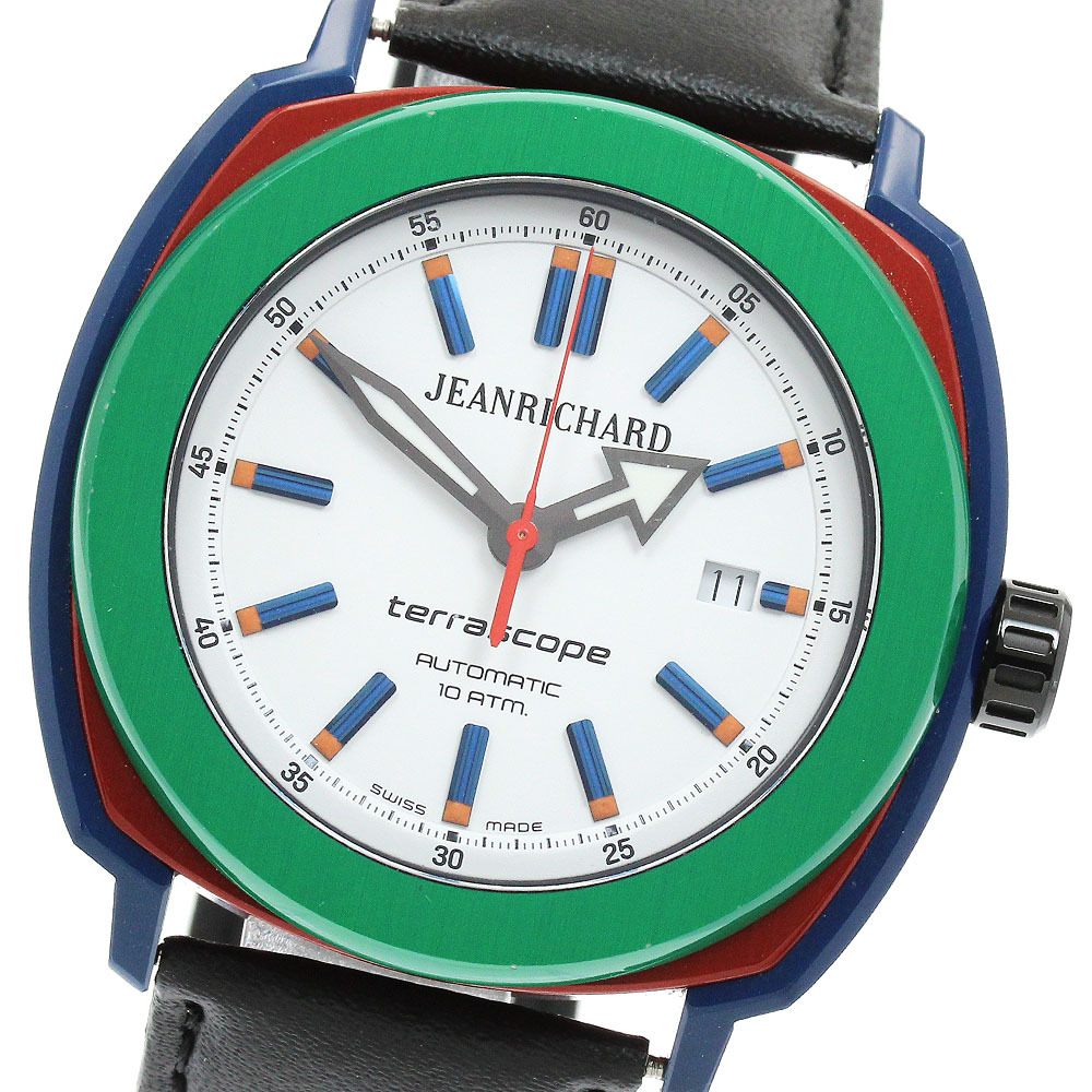 ジャンリシャール JEANRICHARD 60500-10-702-FK4A テラスコープ デイト 自動巻き メンズ 良品 _914297【ev15】拍卖