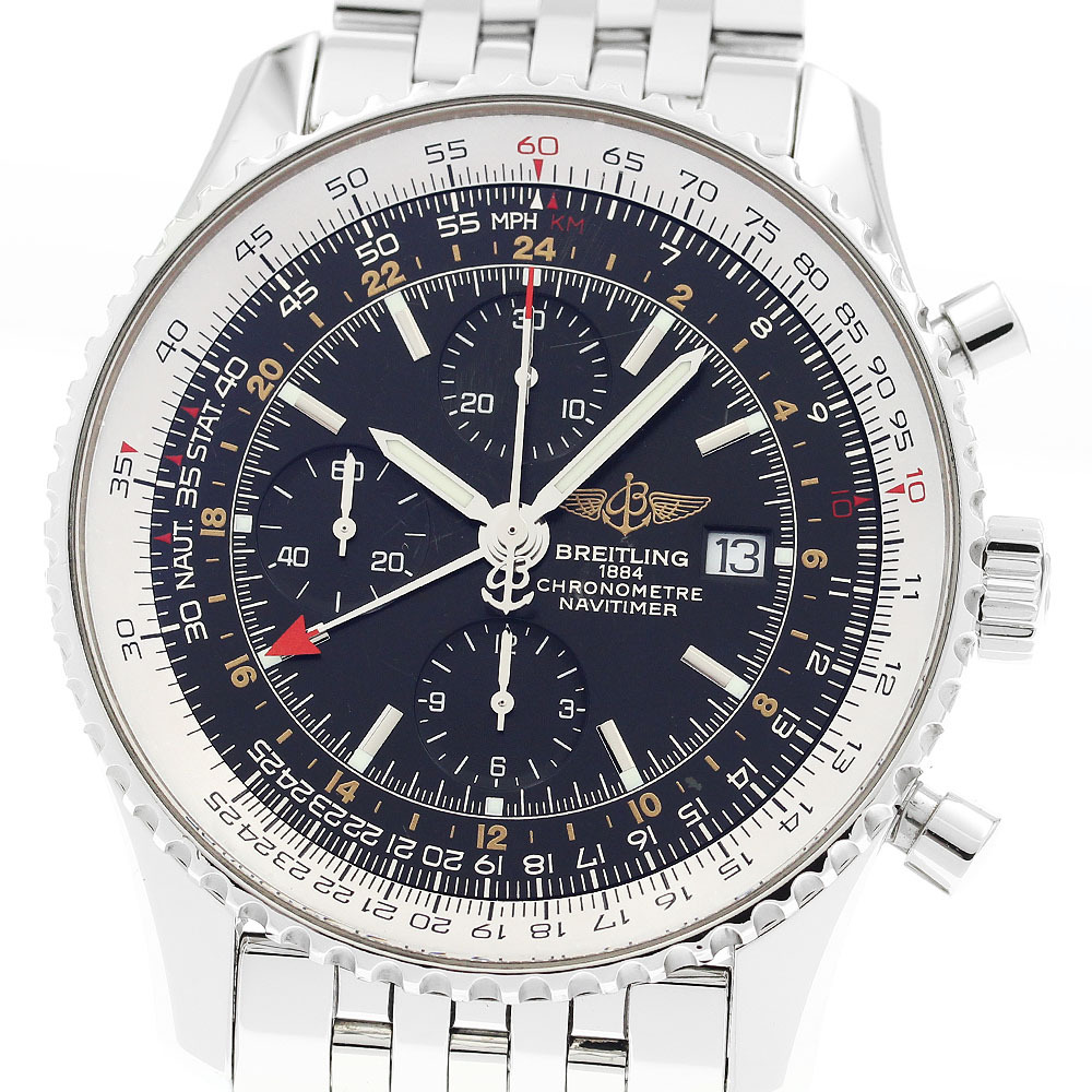 ブライトリング BREITLING A24322 ナビタイマー ワールド クロノグラフ GMT 自動巻き メンズ 良品 _911571拍卖