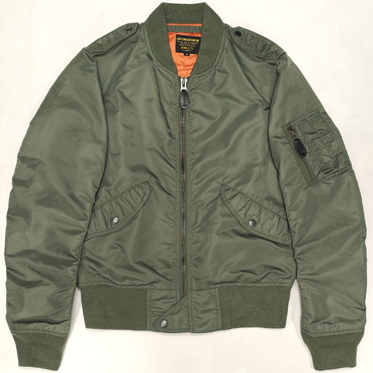 アヴィレックスAVIREXフライトジャケットL-2Bミリタリー ボンバー緑セージグリーン カーキL2Bライトゾーン中綿無し薄手ブルゾン上野商会 拍卖
