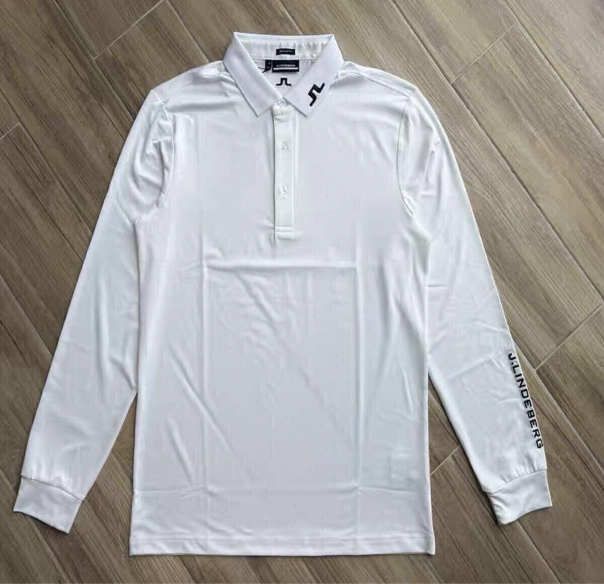秋冬 新品 J.LINDEBERG ジェイリンドバーグゴルフ 長袖ポロシャツ メンズ  ホワイト M拍卖