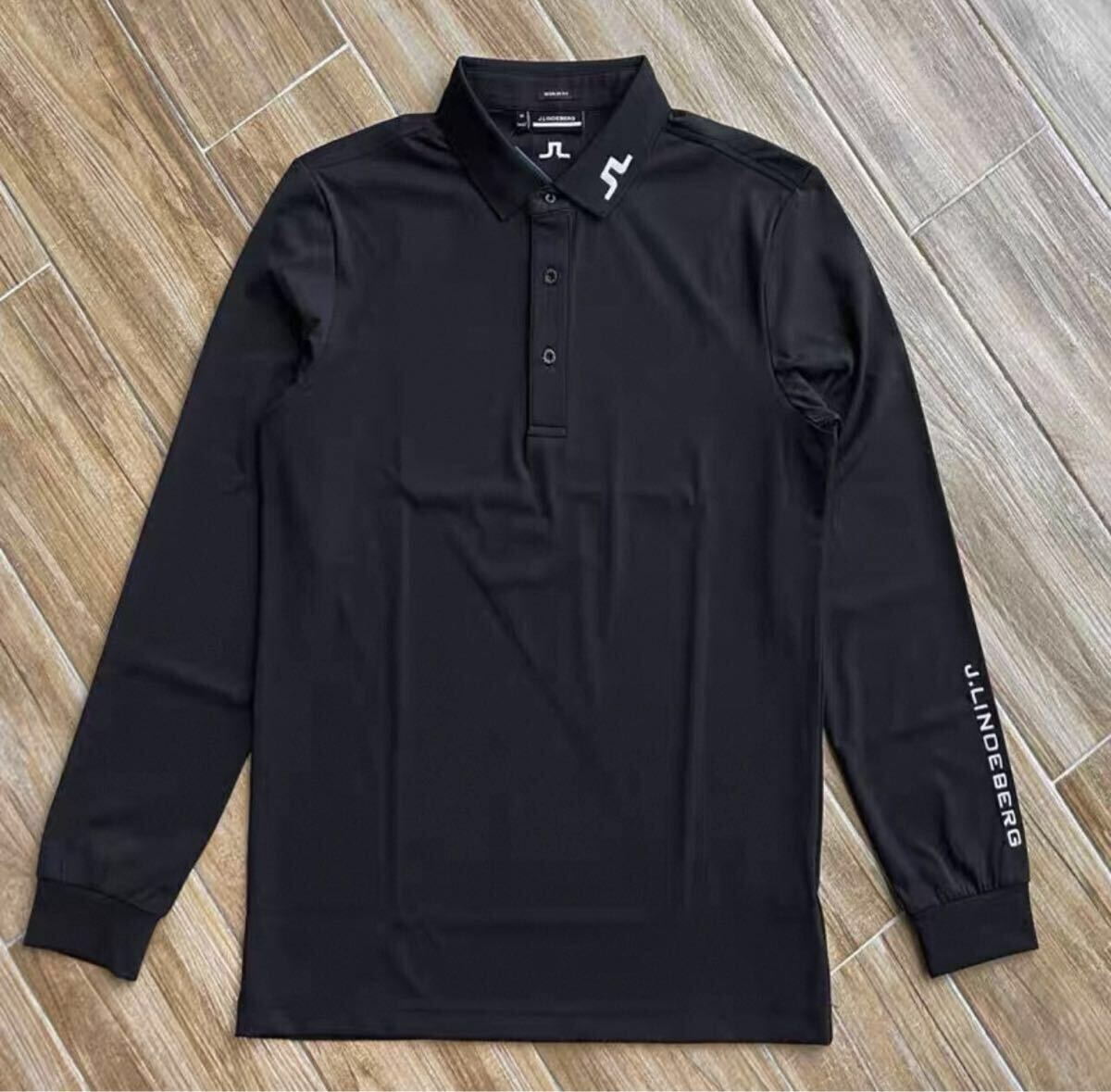 秋冬 新品 J.LINDEBERG ジェイリンドバーグゴルフ 長袖ポロシャツ メンズ  ブラックL拍卖