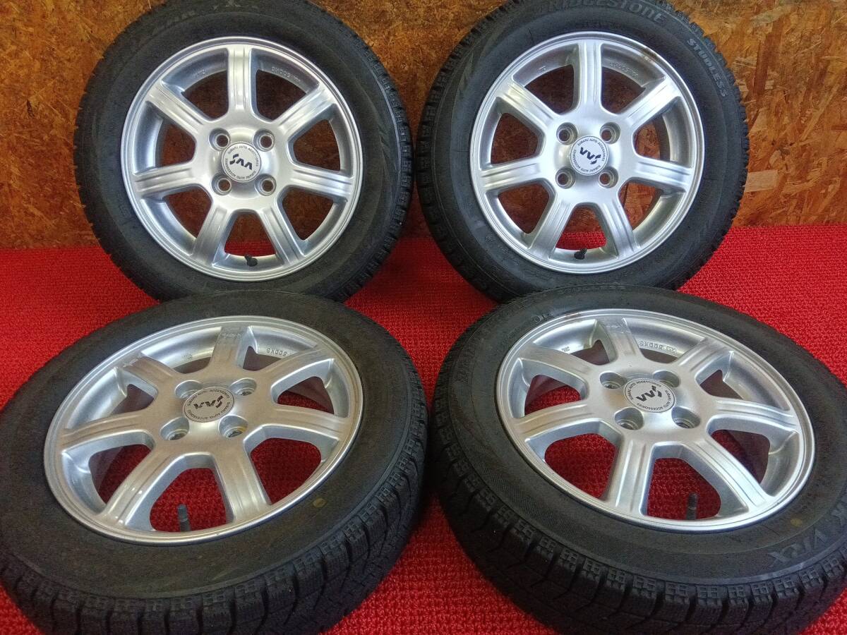 スバル SAA 軽自動車に 14×4.5 155/65 溝あり 冬タイヤ ブリヂストン VRX 4本 売切!!拍卖