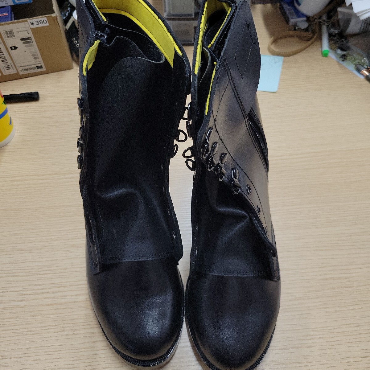 爪先鉄芯無し サイドファスナー編み上げ安全靴 S種 本革製  サイズ24.0cm拍卖