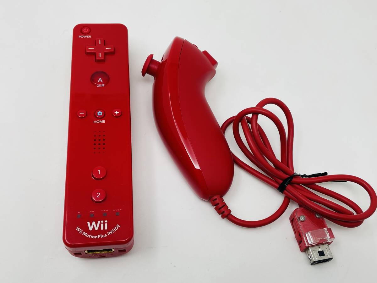 Wii リモコンプラス & ヌンチャク セット アカ 赤 レッド 拍卖