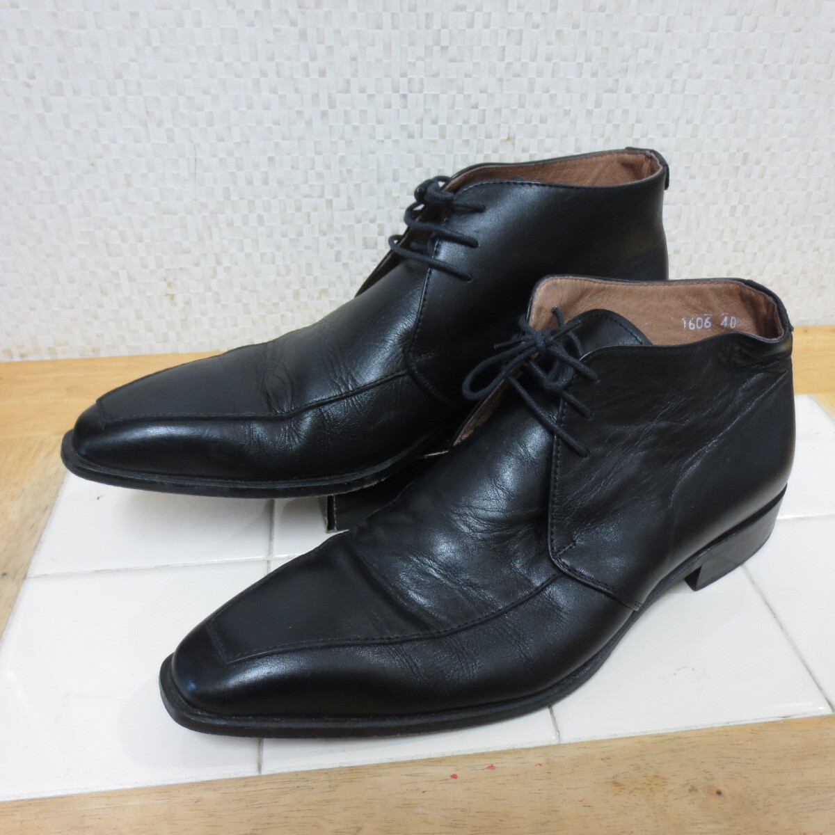 カルロ メディチ ビジネスシューズ レザー ブラック 25㎝ CARLO MEDICI 佐川急便700円 I10/1拍卖