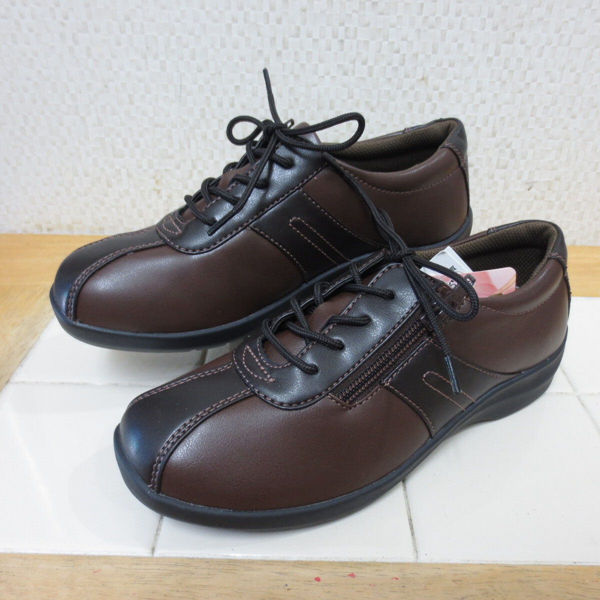 ムーンスター イブ 195 ブラウンコンビ サイドジップ コンフォートシューズ 23.5㎝ MoonStar EVE レタパ600円 I10/2拍卖