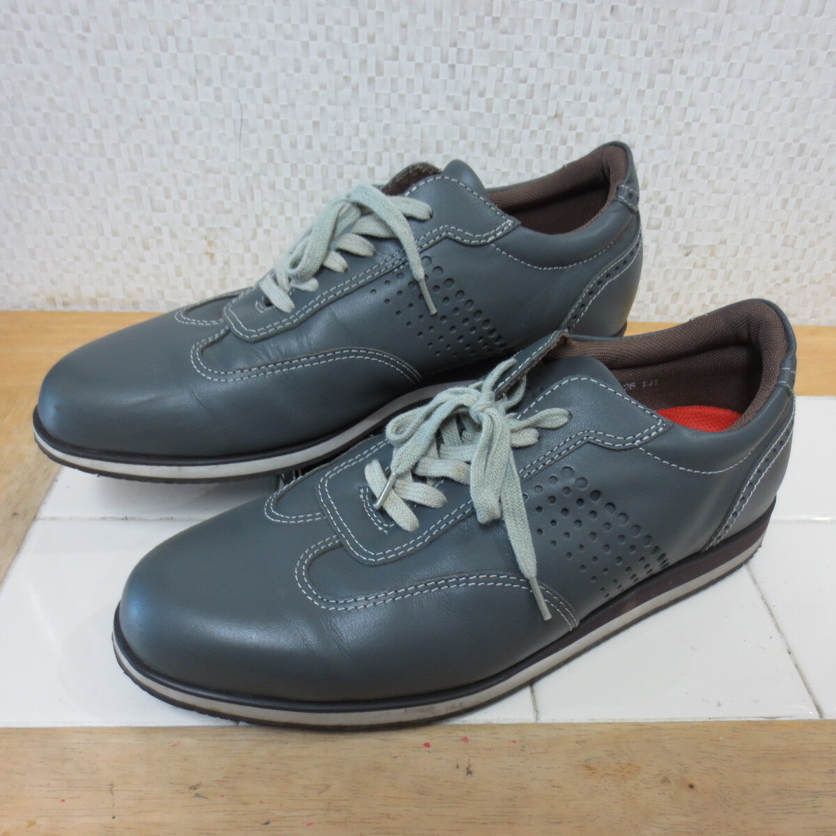 ハッシュパピー M-0360JN レザー スニーカー グレー 26㎝ Hush Puppies OTSUKA 佐川急便700円 I10/8拍卖
