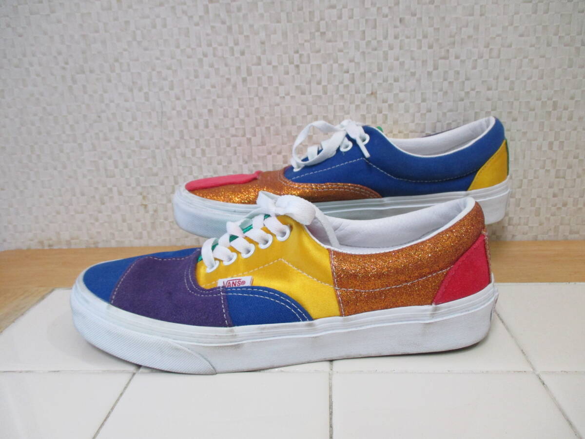 バンズ ローカットスニーカー 508731 青紫黄色赤緑 24.5cm パッチワーク風 スニーカー VANS レタパ600円 K10/16拍卖