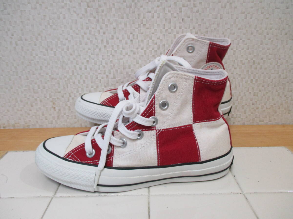 難あり コンバース オールスター 1CK945 赤白 23cm 市松柄 ハイカットスニーカー CONVERS ALL STAR 100 ICHIMATSU レタパ600円 K10/16拍卖