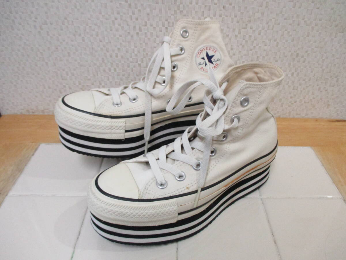 コンバース オールスター チャンキーライン HI 5CL594 厚底 ホワイト 22.5㎝ CONVERSE ALL STAR CHUNKYLINE HI 佐川急便700円 I10/24拍卖