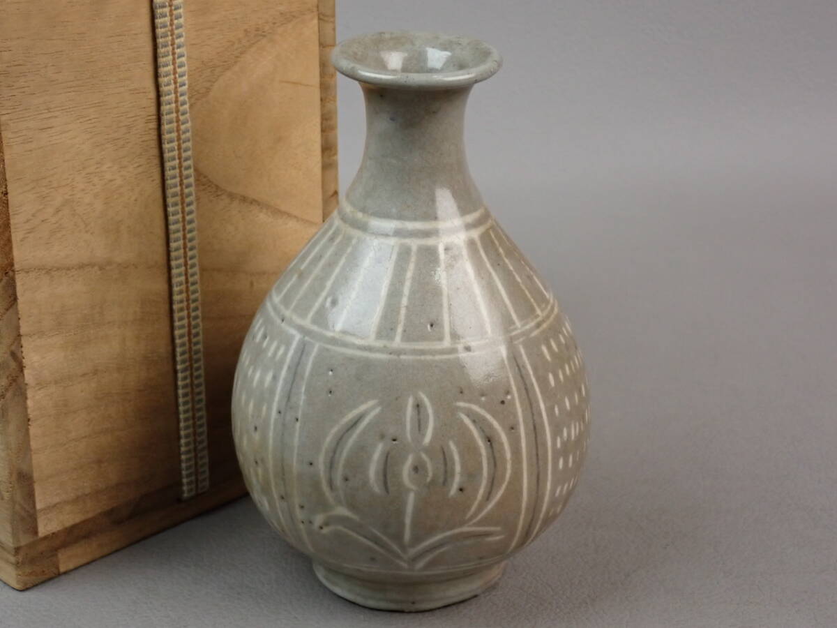 【骨董・茶道具】★李朝★★三島手白黒象嵌徳利 gp128sl 高麗青磁 酒器 朝鮮美術拍卖