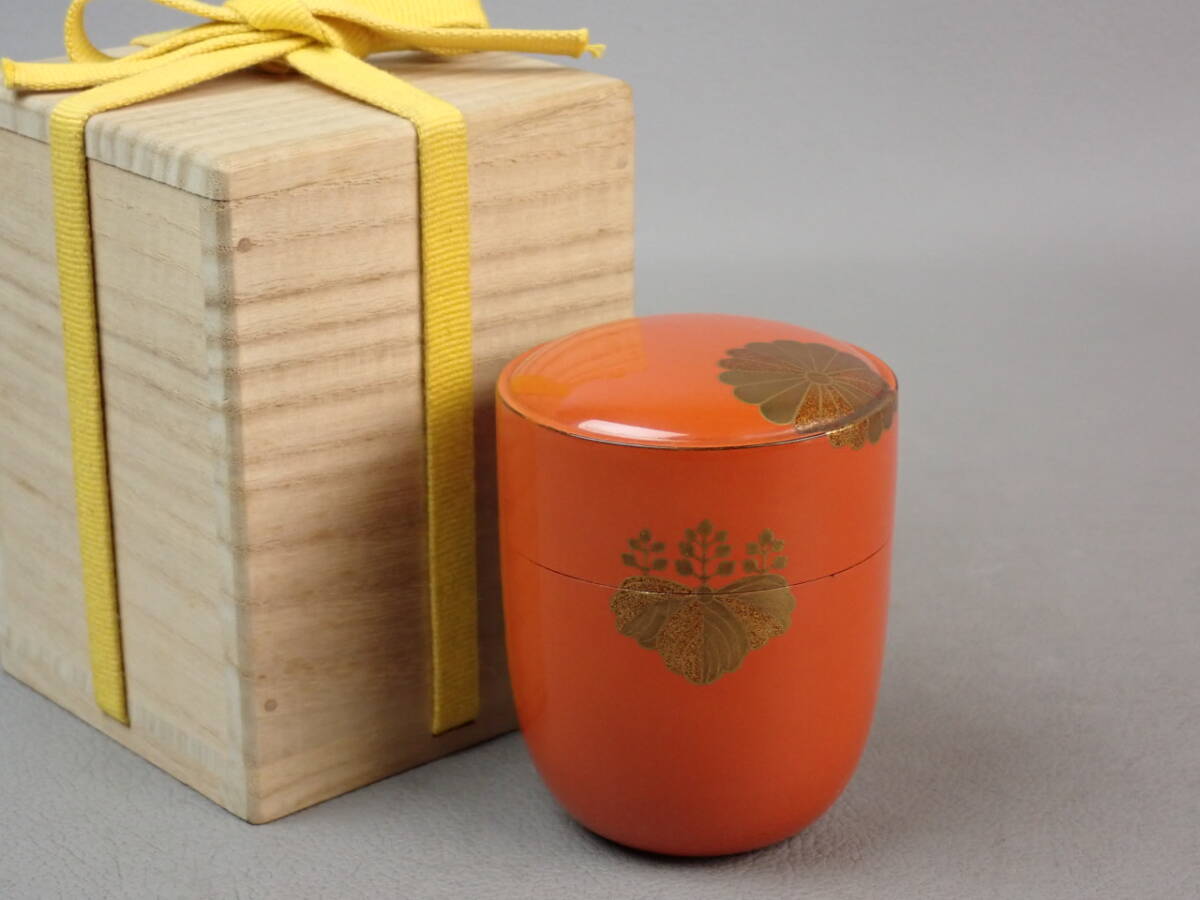 【骨董・茶道具】★蒔絵 梨地★★高台寺蒔絵朱塗棗 gp085yb拍卖