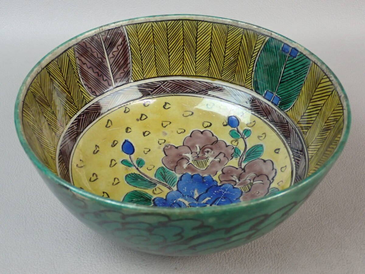 【骨董・茶道具】★古い 九谷焼 古九谷★★青手花文鉢 gp069sl 吉田屋 青手九谷拍卖