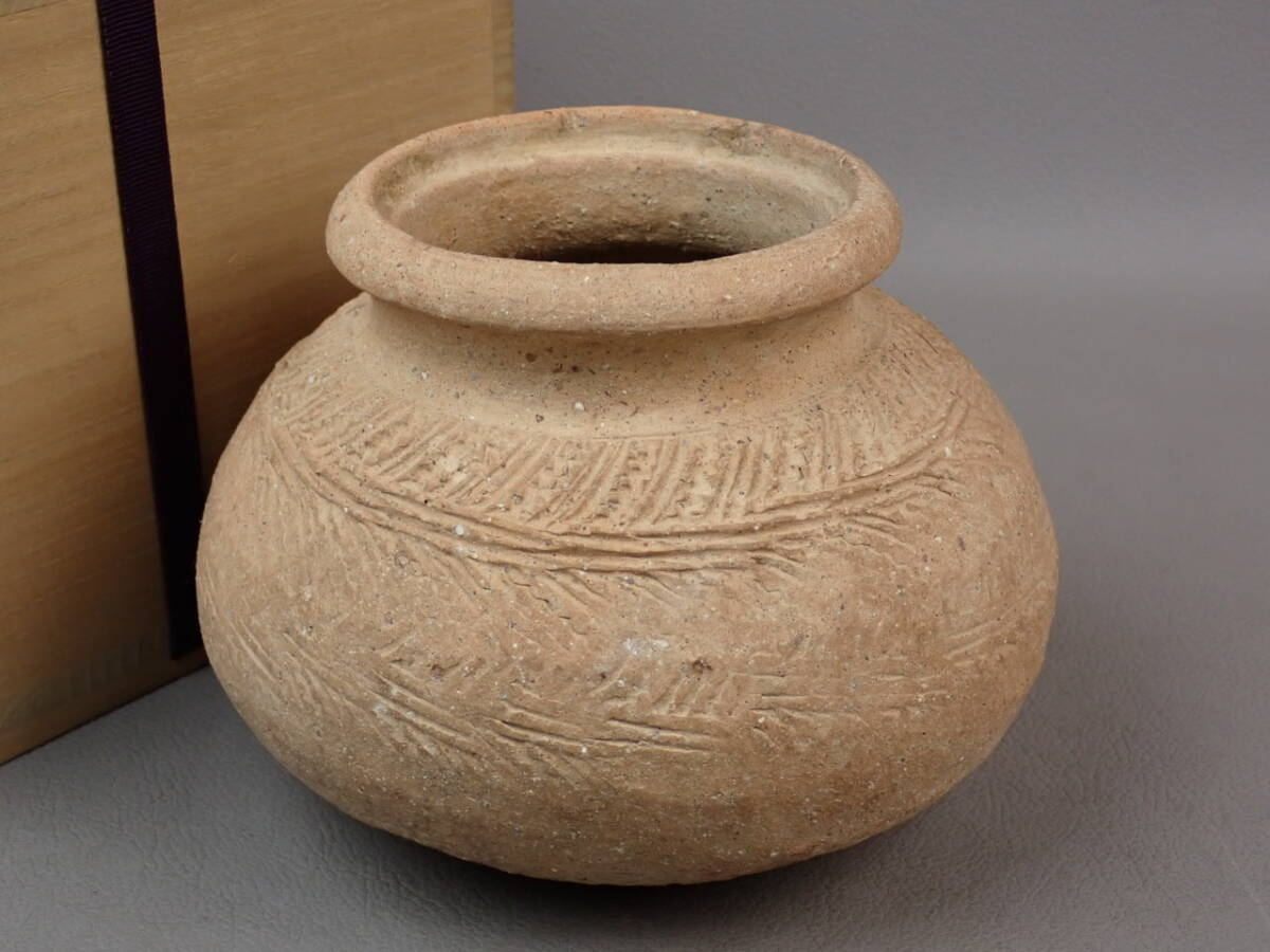 【骨董・茶道具】★弥生?南蛮焼?ハンネラ?縄文?★★線文土器 gq076ub31 発掘品 出土品 花道 華道拍卖