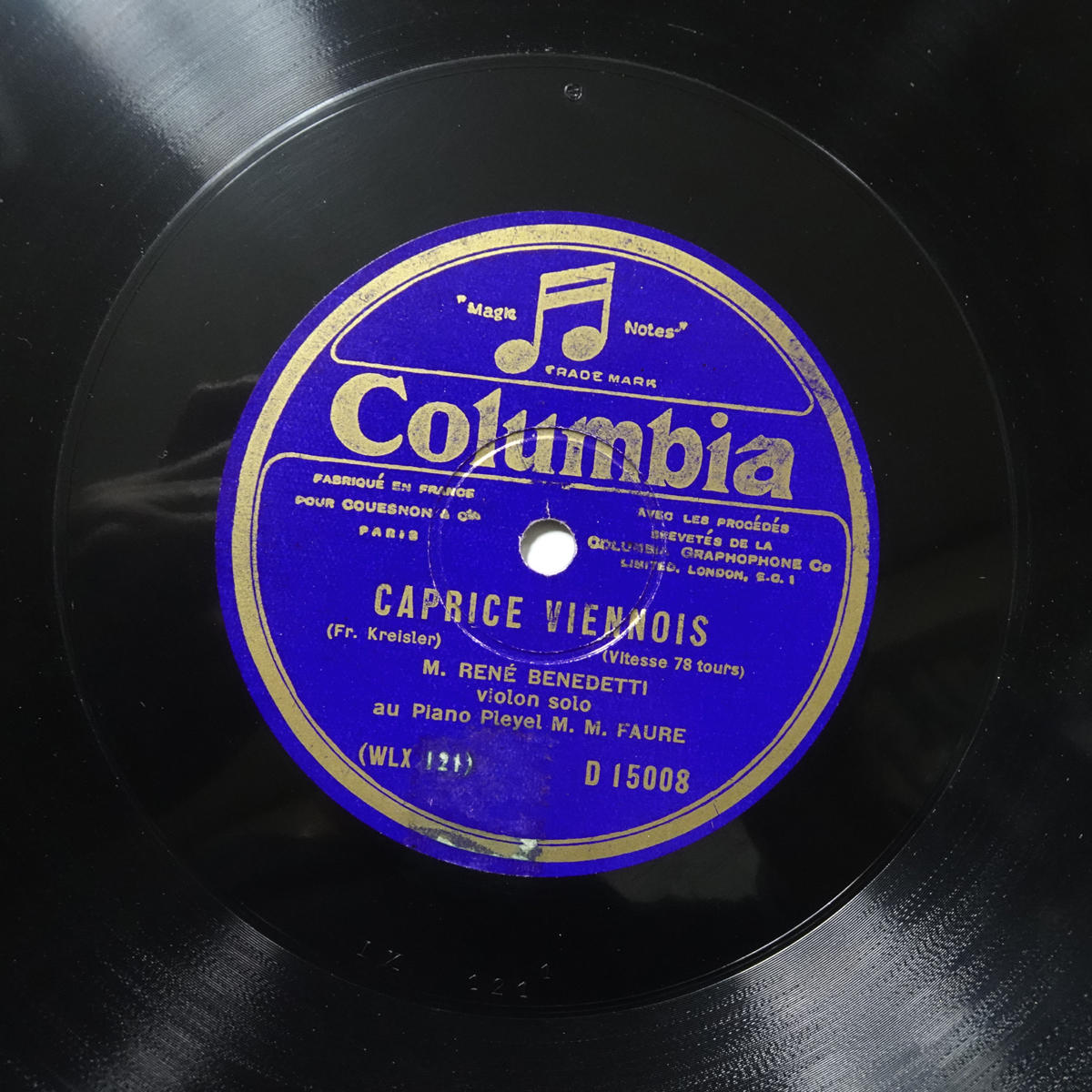 仏Columbia D15008 クライスラー「ウィーン奇想曲」 ルネ・ベネデッティ拍卖