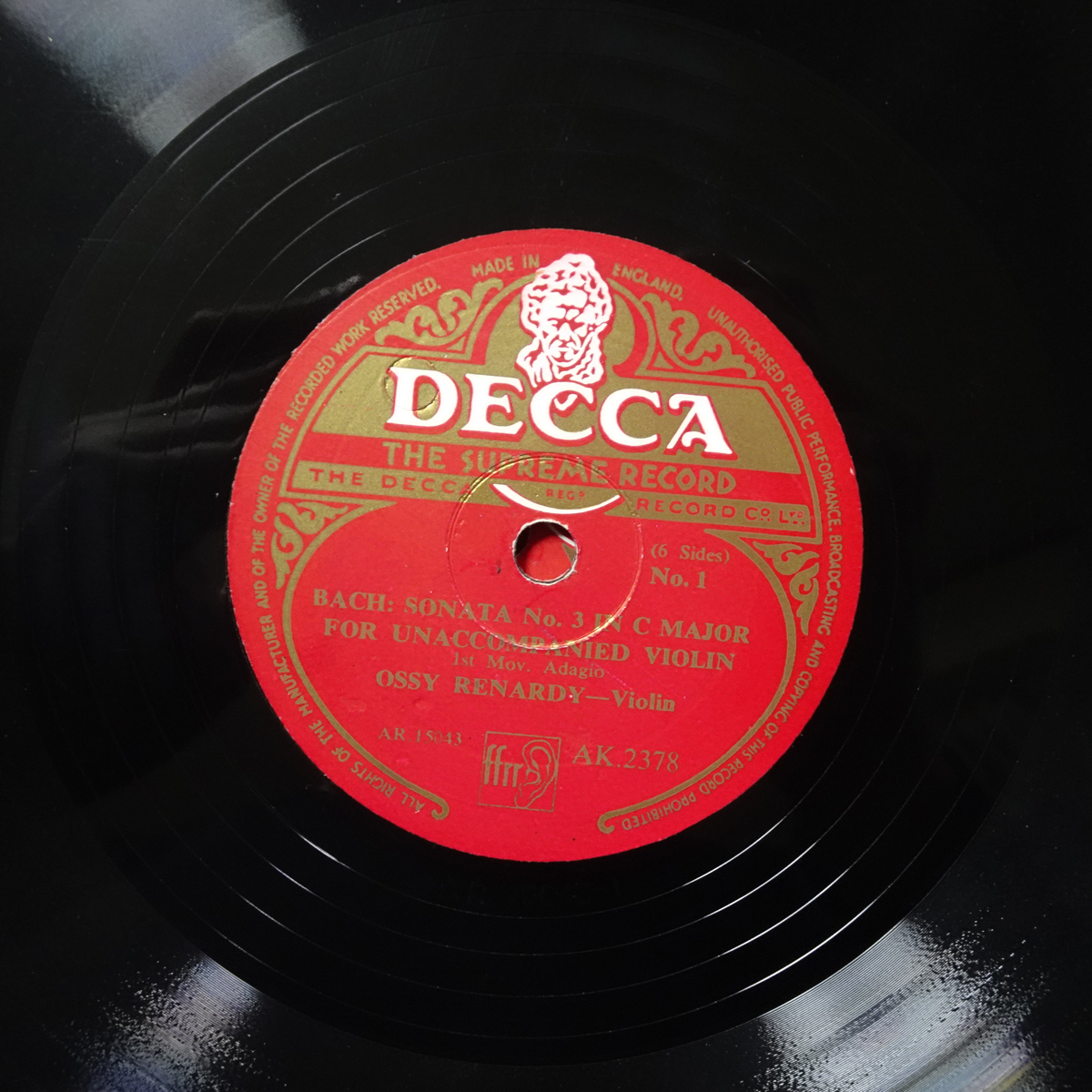 英Decca AK.2378/80 バッハ「無伴奏ヴァイオリンソナタ第3番」 オッシー・レナルディ拍卖