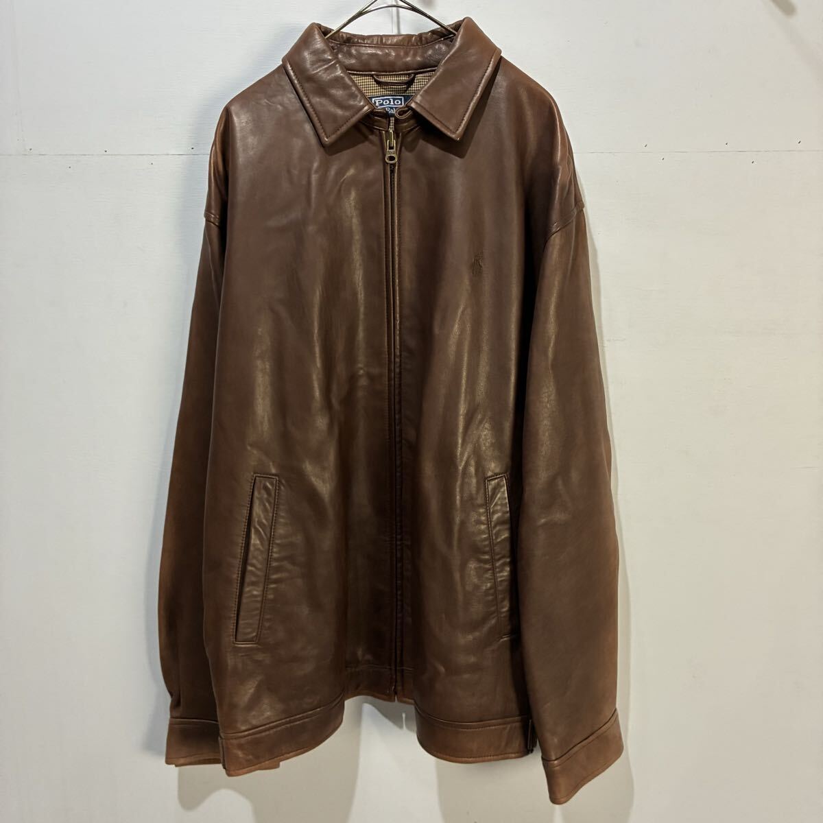 POLO by Ralph Lauren レザースウィングトップ ブルゾン レザージャケット 羊革 チンストラップ ラルフローレン【送料一律/同梱可能】W拍卖