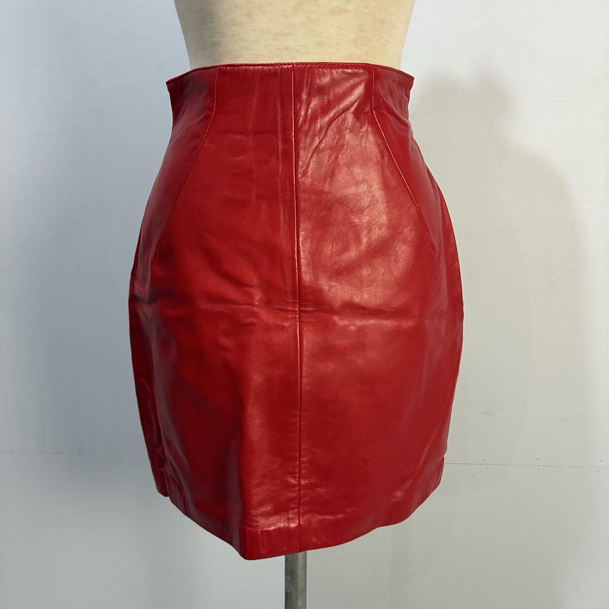 NORTH BEACH LEATHER USA製 アメリカ製 レザースカート 本革 リアルレザースカート ミニスカート 赤色 上質 希少【送料一律/同梱可能】W拍卖