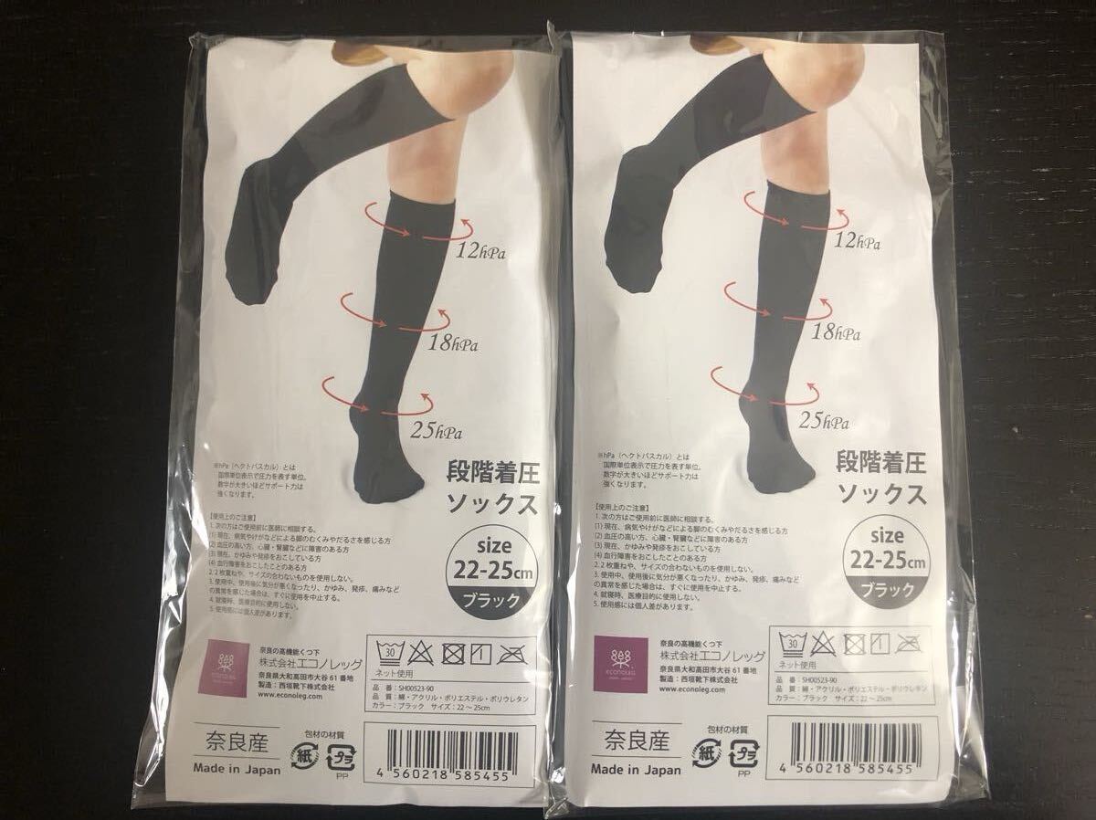 エコノレッグ段階式着圧ソックス 2足セット拍卖
