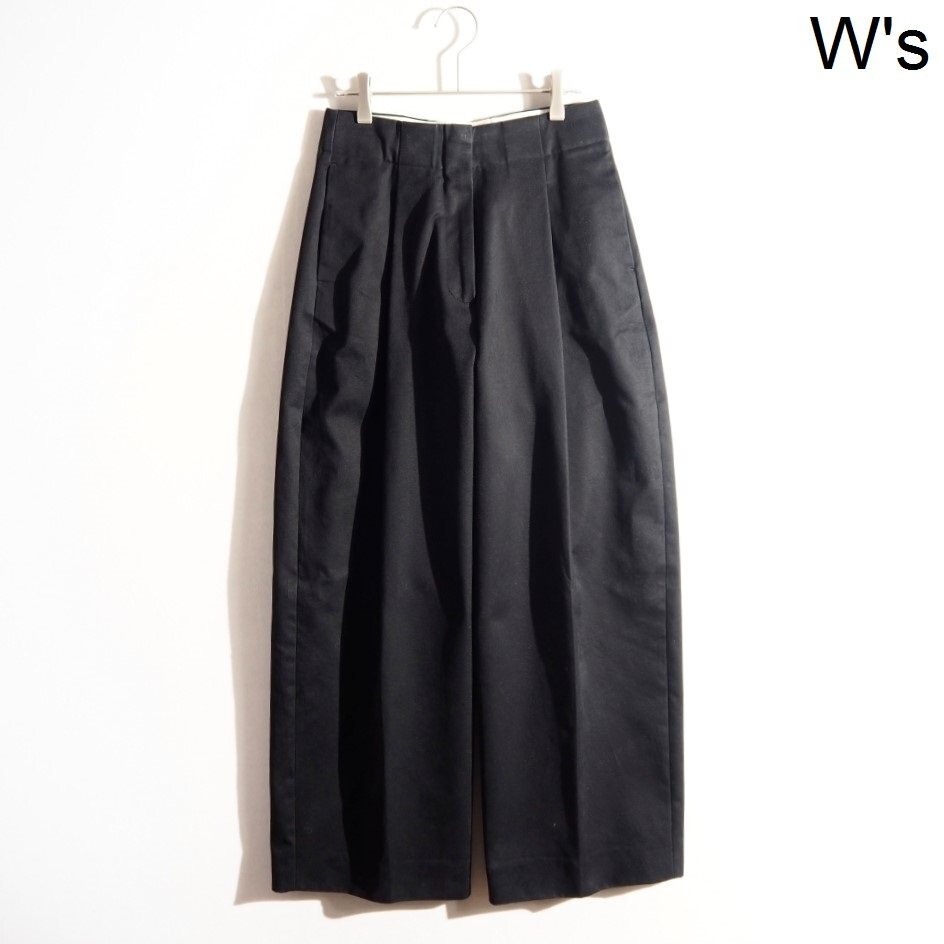 M7356P ▼STUDIO NICHOLSON スタジオニコルソン▼ DORDONI ピーチスキンコットン タック ワイドパンツ ブラック 0 レディース 秋冬 rb mks拍卖