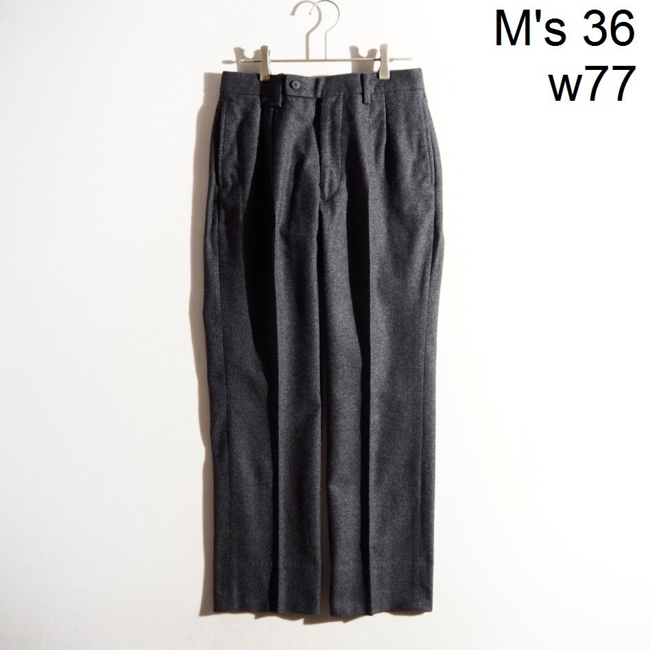 R3565P ▼m's braque エムズブラック▼ ウールフランネル 2タック ストレートパンツ グレー 36/S ウールパンツ スラックス 秋冬 rb mks拍卖