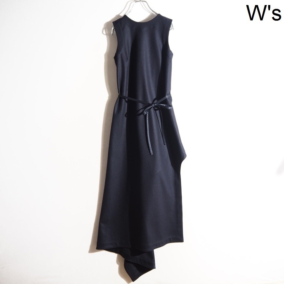 R1602P ▼JIL SANDER ジルサンダー▼ 圧縮ウール アシンメトリー ノースリーブ ワンピース ネイビー 32 / JSWT710313 ドレス 秋冬 rb mks拍卖