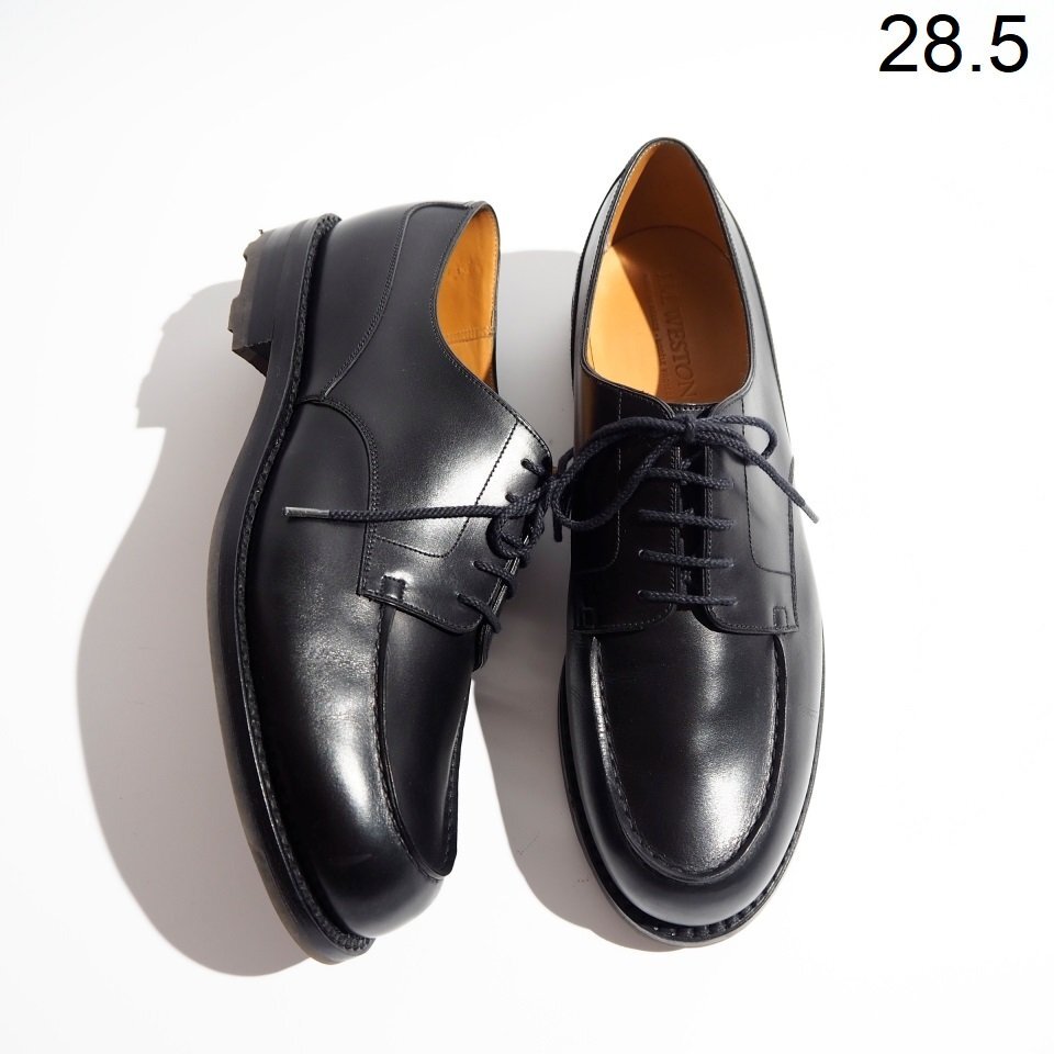 x6832P ▼J.M. WESTON ウエストン▼ 641 GOLF OXFORD ゴルフ ボックスカーフ Uチップシューズ ブラック 9E/28.5cm 黒 rb mks拍卖