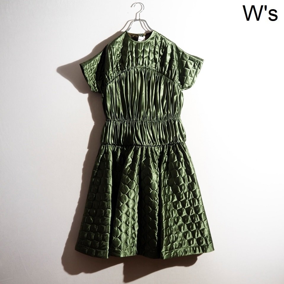 P8614P ▼noir kei ninomiya ノワール ケイニノミヤ▼ 24AW キルティングサテン 半袖 ワンピース カーキ S コムデギャルソン 秋~春 rb mks拍卖