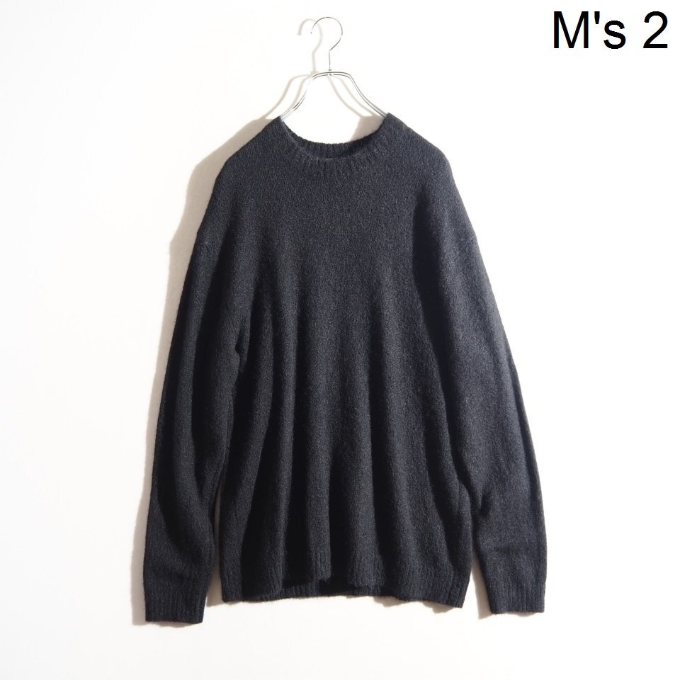 P6031P ▼ATON エイトン▼ アルパカ ウール クルーネックニット ブラック 02/S メンズ 黒 秋冬 rb mks拍卖